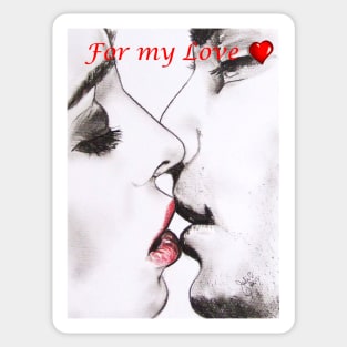 for my Love - Greeting Card - Kissing Couple Sticker